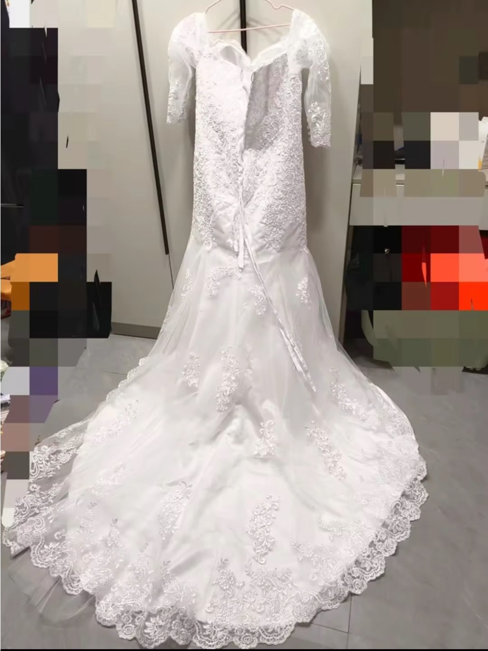 White Lace Bridal Gown with Train